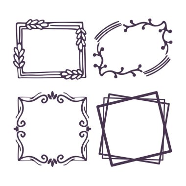 handdrawn doodle frame collection vector. Vintage frame