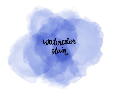 Suluboya lekesi. Beyaz arka planda lekeler var. Fırça darbeleriyle suluboya doku. Yuvarlak, dikdörtgen, nokta. Mavi, turkuaz. Gökyüzü. Vektör. İzole edilmiş.