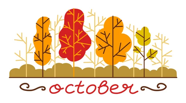 Netter Cartoon Herbst Landschaft Mit Kopierraum Vector Hallo Herbst Mit — Stockvektor