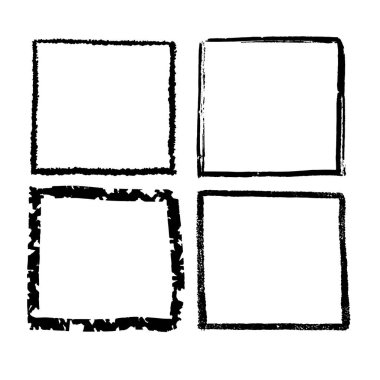 Vector hand drawn squares, blank drawing frames isolated on white background, black lines, rectangular and square shapes. grunge, chalk