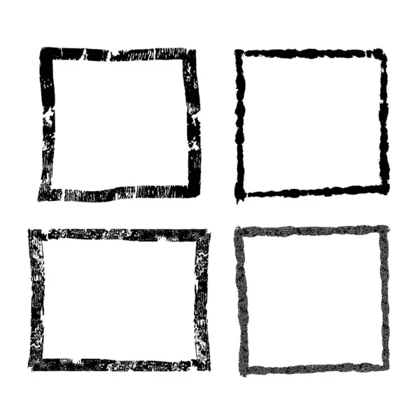 Vector Hand Drawn Squares Blank Drawing Frames Isolated White Background — Vettoriale Stock