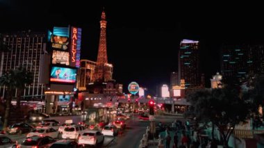  Night view of Las Vegas Strip with slow movement