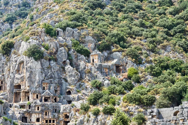 The ancient city of Myra, located in the district of Demre, Antalya, Turkey, was founded on the plain of the same name. The ancient city of Myra is especially famous for its Lycian Period rock tombs, Roman Period theater.                           