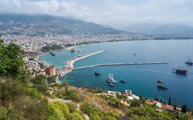 Magnificent view of Alanya district of Antalya city of Turkey, from Alanya Castle.