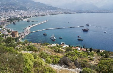 Magnificent view of Alanya district of Antalya city of Turkey, from Alanya Castle.