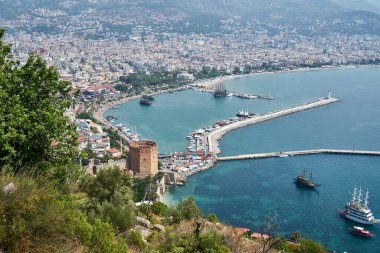 Magnificent view of Alanya district of Antalya city of Turkey, from Alanya Castle.