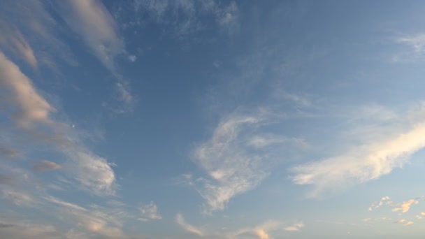 Day Night Timelapse Clouds Sky Moon Few Stars — Stockvideo