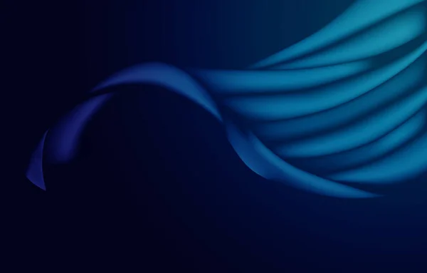 Astratto Flying Wave Dark Blue Seta Raso Tessuto Apertura Cerimonia — Vettoriale Stock