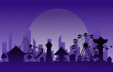 Ay Lunaparkı Eğlence Fuarı Düz Vektör Çizimi