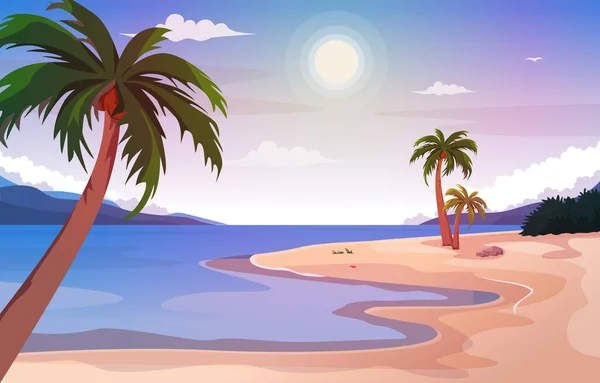 Coco Playa Mar Vacaciones Tropical Verano Vector Ilustración — Vector de stock