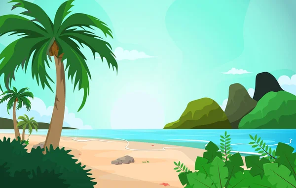 Isla Playa Mar Vacaciones Vacaciones Tropical Verano Vector Ilustración — Vector de stock