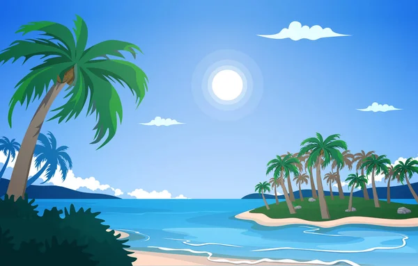 Island Beach Θάλασσα Διακοπές Tropical Summer Vector Εικονογράφηση — Διανυσματικό Αρχείο