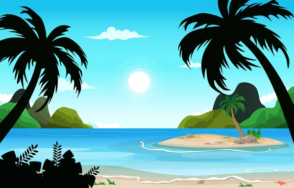 Isla Playa Mar Vacaciones Vacaciones Tropical Verano Vector Ilustración — Vector de stock