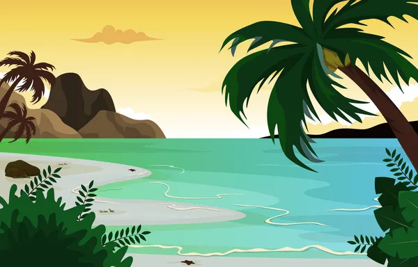 Isla Playa Mar Vacaciones Vacaciones Tropical Verano Vector Ilustración — Vector de stock