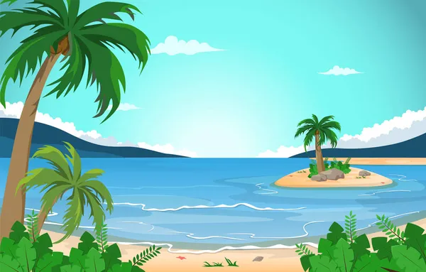 Island Beach Θάλασσα Διακοπές Tropical Summer Vector Εικονογράφηση — Διανυσματικό Αρχείο