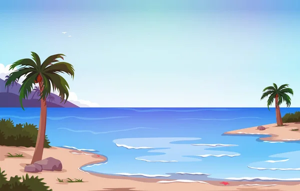 Coco Playa Mar Vacaciones Tropical Verano Vector Ilustración — Archivo Imágenes Vectoriales