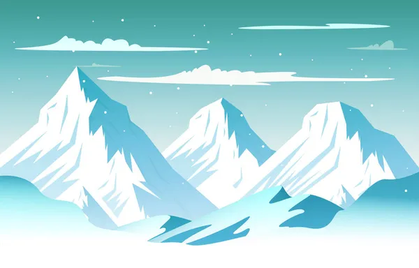 雪高峰山凍結氷自然景観アドベンチャーイラスト — ストックベクタ
