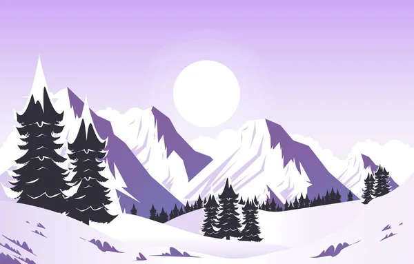 Снігове Сонце Гора Заморожений Лід Природа Пейзаж Пригоди Ілюстрації — стоковий вектор