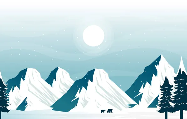 Медвежья Снежная Гора Замерзла — стоковый вектор