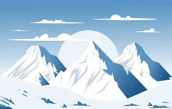 Snow High Peak Mountain Frozen Ice Krajobraz Przygody Ilustracja — Wektor stockowy