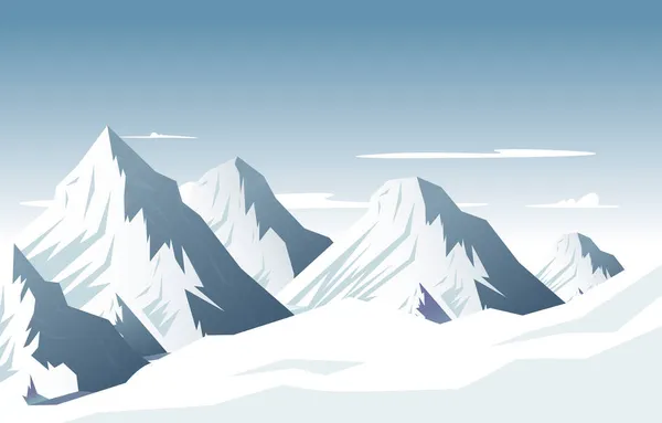 Sneeuw Hoge Piek Berg Bevroren Ijs Natuur Landschap Avontuur Illustratie — Stockvector