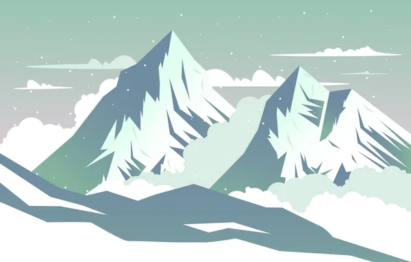 Snow High Peak Mountain Frozen Ice Nature Landscape Adventure Illustration — Stockový vektor