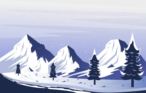 Road Snow Mountain Frozen Ice Nature Landscape Adventure Illustration — Stockový vektor