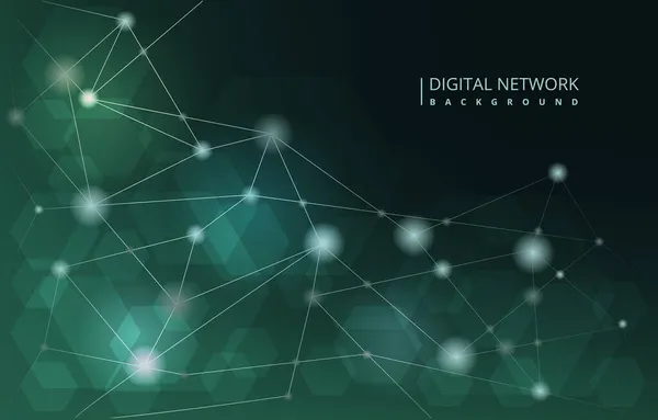 Green Hexagon Digital Network Connection Internet Technology Background — Stockový vektor