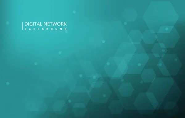 Turquoise Hexagon Digital Network Connection Internet Technologia Tło — Wektor stockowy