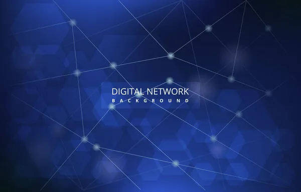 Blue Hexagon Digital Network Connection Internet Technology Background — Stockový vektor