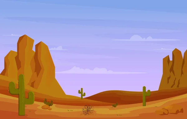 Rock Cliff Mountain Desert Country Cactus Travel Vector Flat Design — Stock vektor