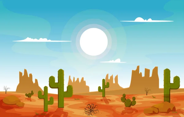 Texas California Mexico Desert Country Cactus Travel Vector Flat Design — 스톡 벡터