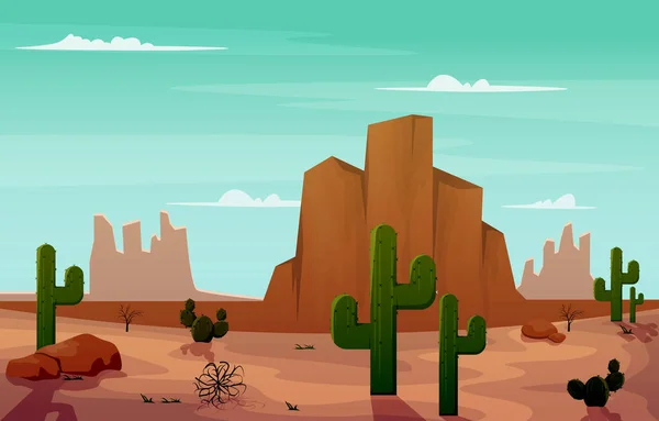 Texas Kalifornia Meksiko Desert Country Cactus Travel Vektori Tasainen Muotoilu — vektorikuva