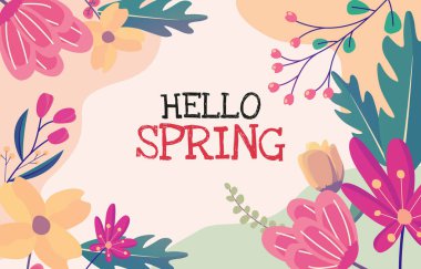 Dikdörtgen Bahar Çiçeği Çiçek Çerçeve Kartı Vektör Dekorasyonu