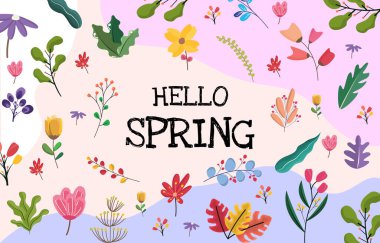 Dikdörtgen Bahar Çiçeği Çiçek Çerçeve Kutlama Kartı Vektör Dekorasyonu