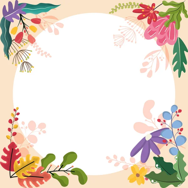 Circle Spring Flower Floral Plant Frame Card Decoración Vectorial — Vector de stock