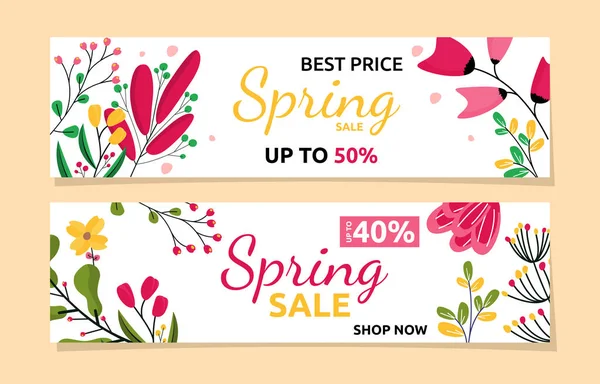 Καλύτερη Τιμή Άνοιξη Πώληση Λουλούδι Floral Season Marketing Banner Επιχείρηση — Διανυσματικό Αρχείο