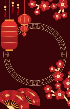 Fener Çiçeği Hayranı Mutlu Çin Yeni Yılı Kırmızı Kutlama Kartı