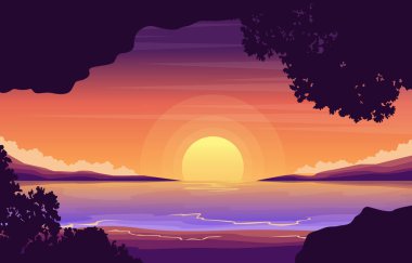 Güzel Günbatımı Adası Yeşil Kase Bali Manzarası Görünümü
