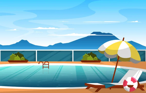 Natur Schwimmbad Sommer Urlaub Freizeit Entspannung Flaches Design Illustration — Stockvektor