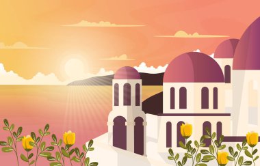 Sunrise Morning Santorini Denizi Yunanistan Yaz Tatili Seyahat Turizm Manzarası