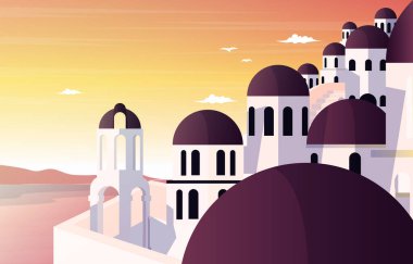 Santorini 'nin Eşsiz Binası Yunanistan Yaz Tatili Seyahat Turizm Manzarası