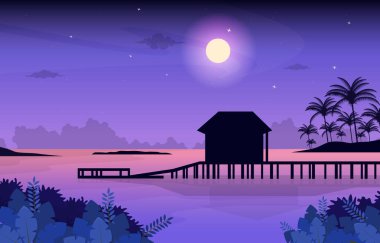 Gece Gökyüzü Maldivleri Tatil Sahil Adası Tatil Gezisi Manzarası