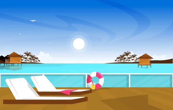 Красивые Мальдивы Летний Отдых Пляж Море Остров Отдых Пейзаж Путешествия — стоковый вектор