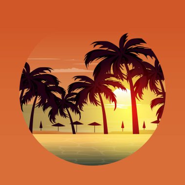 Güzel Günbatımı Adası Yeşil Kase Bali Peyzaj Çemberi Manzarası