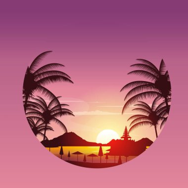 Güzel Günbatımı Adası Yeşil Kase Bali Peyzaj Çemberi Manzarası