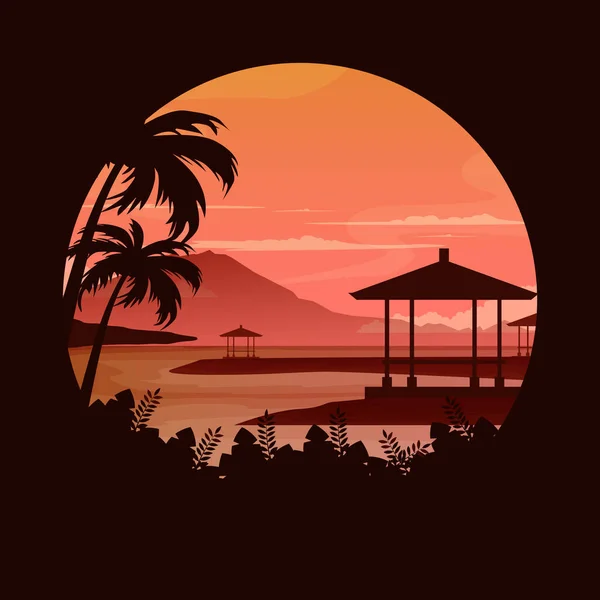 美丽的落日岛 杜阿湾 巴厘岛景观圈 — 图库矢量图片