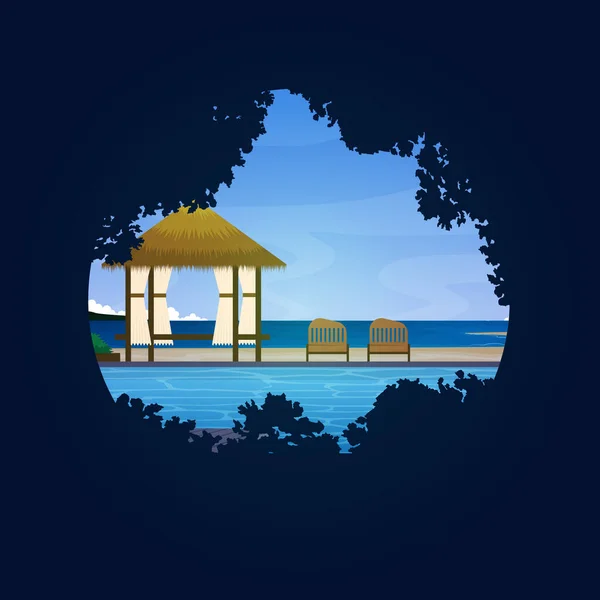 Summer Island Beach Resort Bali Krajobraz Wakacyjny Circle View Ilustracja — Wektor stockowy