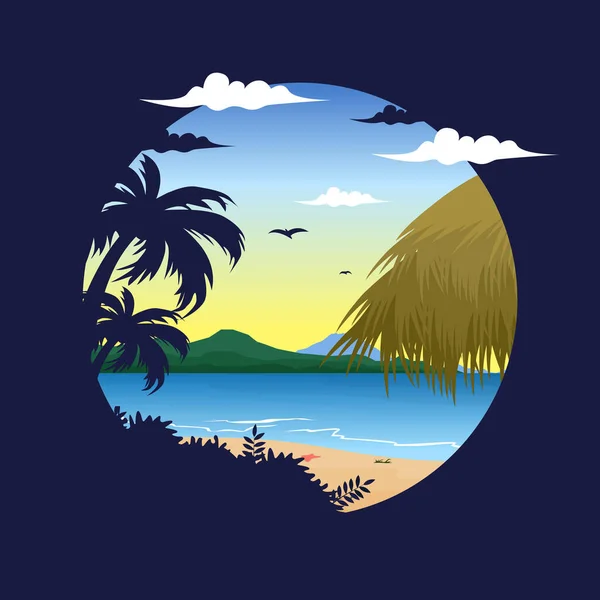 Όμορφη Θάλασσα Κάρμα Kandara Παραλία Μπαλί Διακοπές Τοπίο Circle View — Διανυσματικό Αρχείο