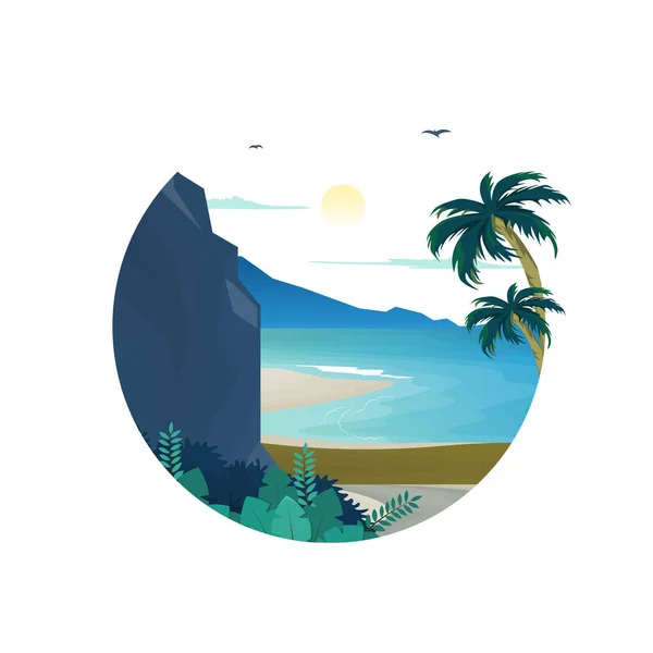Όμορφη Θάλασσα Καλοκαίρι Pandawa Παραλία Μπαλί Θέα Στον Κύκλο Διακοπών — Διανυσματικό Αρχείο